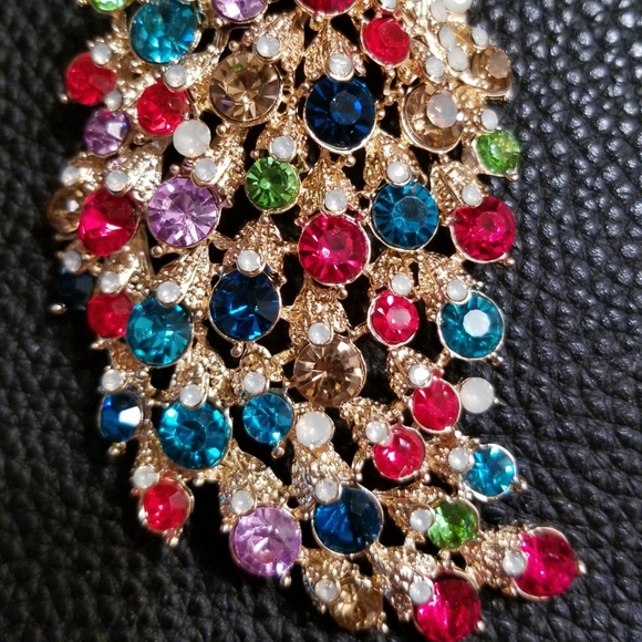 Jumbo Peacock Rainbow Crystals Brooch Pendant Purse Charm Key ring *NWT - Picture 4 of 9